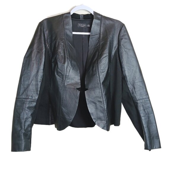 Iris Setlakwe Leather Jacket Womens 10 Black Lightweight Open Raw Crop Moto Chic - Picture 1 of 6